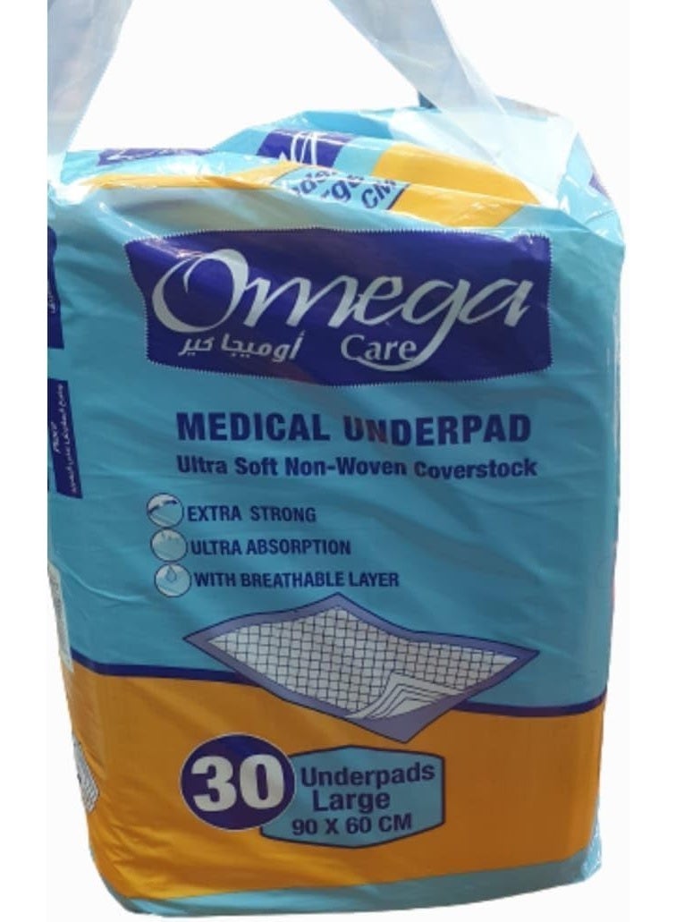 أوميجا كير فوط تدريب الكلاب على التبول والتبرز اوميجا كير، سطح سريع الجفاف، عبوة من 30 قطعة - 60 سم × 90 سم - Image 2